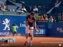 2016 Barcelona Open BancSabadell: Tennis ball boy collision with wall